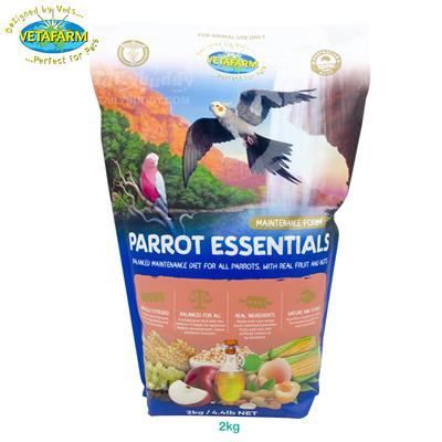 Vetafarm Parrot Essentials อาหารนกแก้ว ทุกสายพันธุ์ บำรุงขน บำรุงสมอง เสริมสร้างกล้ามเนื้อ (2kg)